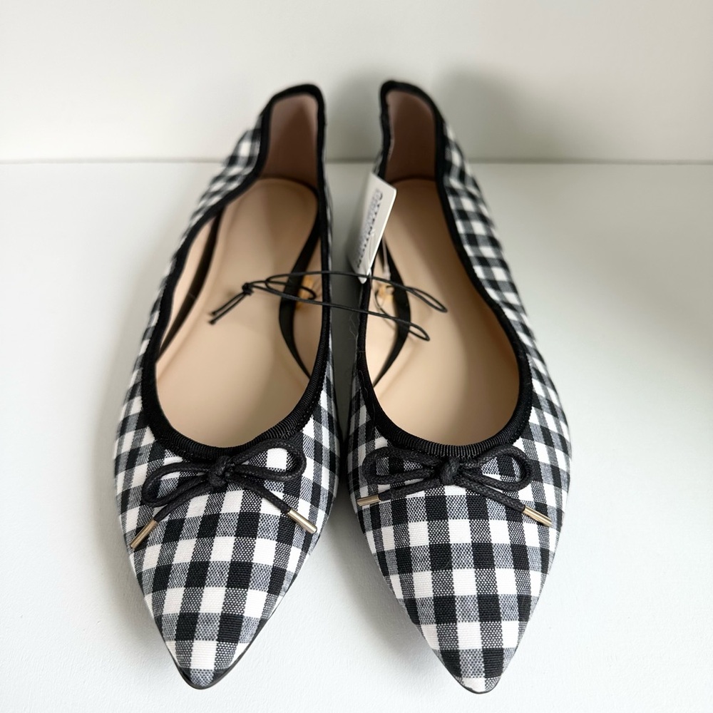 [NWT] Pointed Toes Ballet Flats in Gingham Size L /US 7.5
